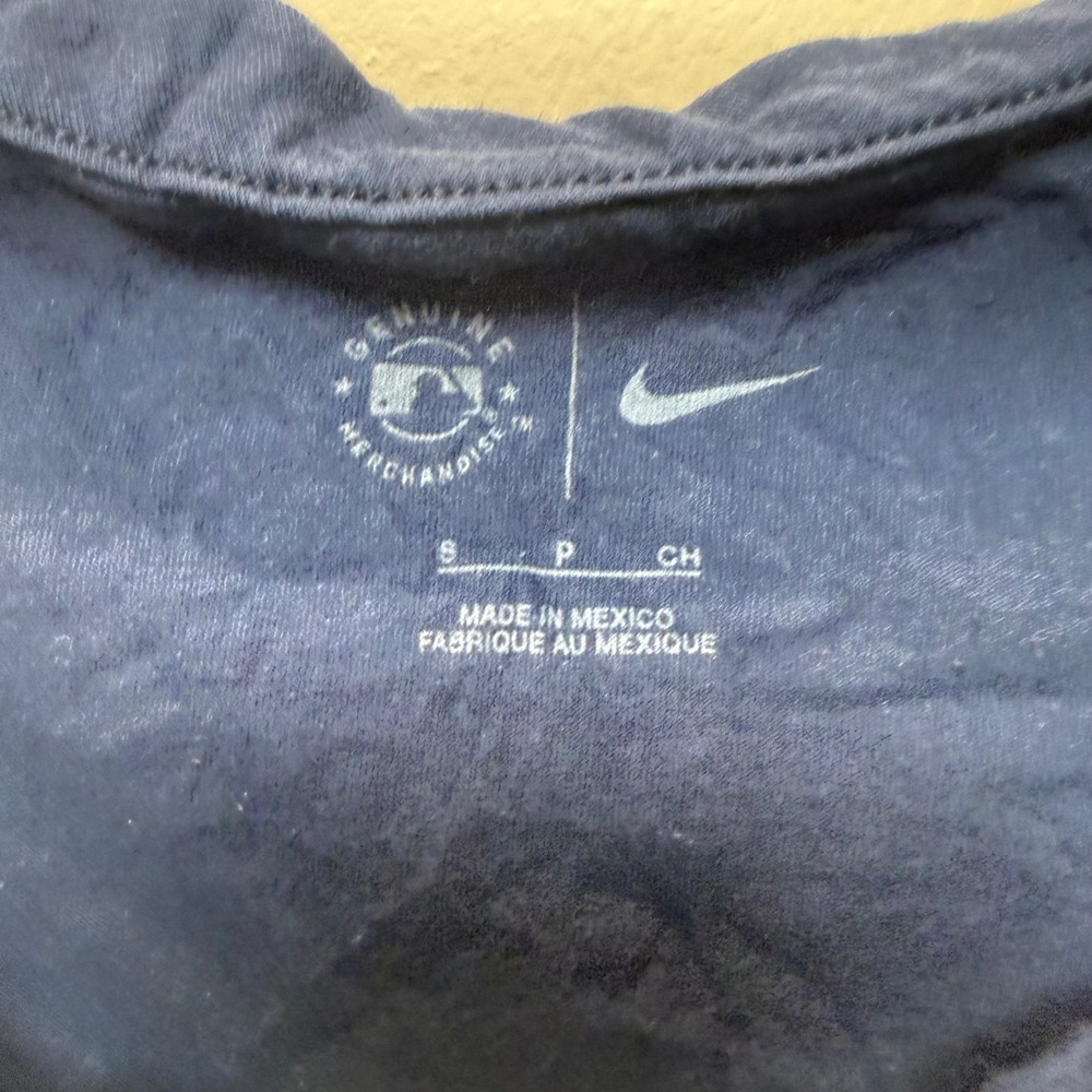 Nike MLB T-Shirt Women Small Navy Blue White Excellent Colorblock Crop Top